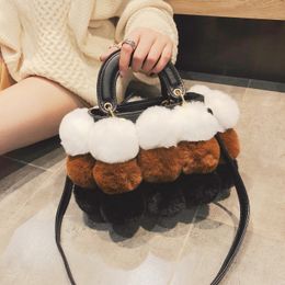 Evening Bags Fur Bag Women Ins Winter Furry Shoulder Bag Sweet Style Designer Handbag Faux Fur Fluffy Bag Plush Ladies Crossbody Bag 231026