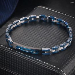 Charm Bracelets Moocare Stainless Steel Bracelet Cuff Blue Thin Metal With Ceramics Inlaid Zircon Wrist Hand Chain For Male