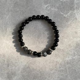 Strand Unique Black Vintage Frosted Glass Couple Bracelets Trendy Gift For Men And Women
