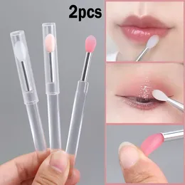 Makeup Brushes 2Pcs Soft Silicone Eyeshadow Lip Brush Gloss Applicator Multifunctional With Dust Cosmetic Tools