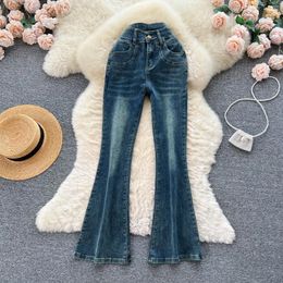 Women's Jeans American INS Spicy Girls' Trousers Slim Ragged Pants Fit High Waist Versatile Denim Floor Sweeper