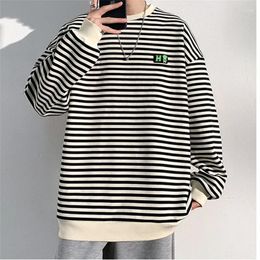 Men's Hoodies 2023 Autumn Youth Fashion Trend Handsome Striped Long Sleeve Sweater For Casual Versatile Loose Pullover