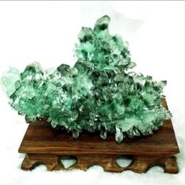 about 700g Rare Natural Green Phantom Quartz Crystal Cluster Mineral Specimen265H