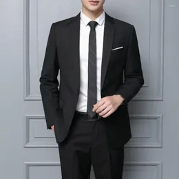 Men's Suits 2Pcs/Set Formal Suit Fashion Male Slim Notched Collar Coat Straight Pants Set Washable Men