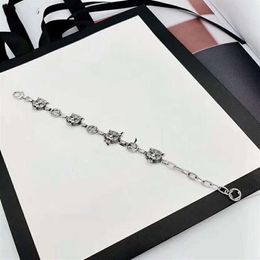 S925 retro sterling silver tiger head bracelet trendy hip-hop men and women couple jewelry gift2235