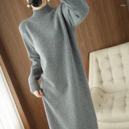 Casual Dresses 2023 Autumn Winter Women Turtleneck Sweater Dress Long Sleeve Loose Knitted Female Ladies Pullovers Vestidos