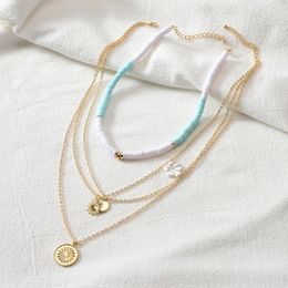 Pendants Fashion Jewelry Necklace Soft Pottery Starfish Shell Pendant Vintage Sun Multi Layer