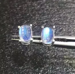 Stud Earrings Natural Blue Moonstone Earring 925 Sterling Silver For Men Or Women Jewellery 0.5ct 2pcs Gemstone #X99206