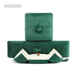 Jewellery Pouches Logo Custom Double Open Box Velvet Ring Packaging Bracelet Necklace Earrings Gift