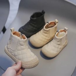 Зимние ботинки для маленьких мальчиков и девочек, зимняя плюшевая детская хлопковая обувь, нескользящая детская повседневная обувь для малышей 231026