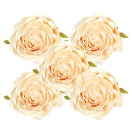 Decorative Flowers 5pcs Fake For Bridal Bouquet DIY Craft Realistic Party Elegant Table Centrepiece Artificial Rose Head Wedding Romantic