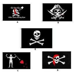 Skull Cross Bones Pirate Banner Flag Singleside Creepy Ragged Hallowmas Scary Banner Flags Party Supplies 90x150cm 5 Styles 3x5ft2077588