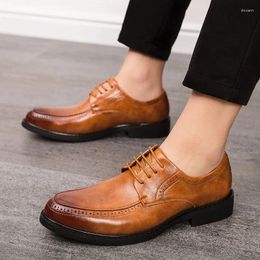 Dress Shoes 2023 Fashion Men Yellow Black Brown Lace Up Oxford Formal Wedding Prom Homecoming Party Sapato Social Masculino