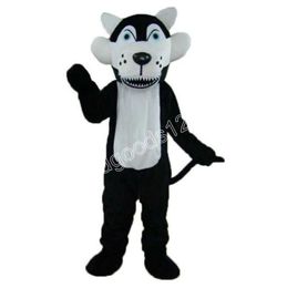 High quality Black Plush Wolf Mascot Costumes Halloween Fancy Party Dress Cartoon Character Carnival Xmas Advertising Birthday Party Costume Outfit