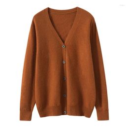 Men's Sweaters Pure Wool Knitted Cardigan Jacket V-neck Loose Long Sleeve Cashmere Sweater