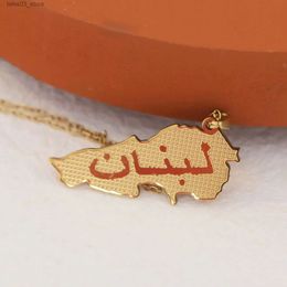 Pendant Necklaces Personalised Customised Arabic Map Oiled Name Necklace Stainless Steel Irregular Pendant Jewellery Best Eid Gift For Women And Men Q231026