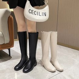 Boots Womens Knee High Soft PU Women Long Slip On Woman Boot Thick Platform Leather Female Shoes Autumn Winter 231026