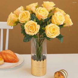 Decorative Flowers Artificial Rose Wonderful No Need To Water Exquisite Details Long Stem Fake Silk Party Supplies