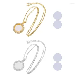 Pendant Necklaces European And American Jewellery Necklace Blank Thermal Transfer Tag Couple Rotatable Round Heat