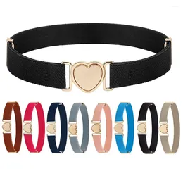 Belts Lazy Solid Color Uniform Decorations Canvas Girl Heart Shape Buckle Waist Belt Children Stretch Punch-free Waistband