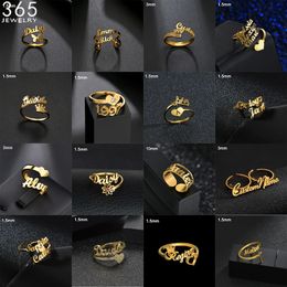 Wedding Rings 36 Styles Custom Name Ring For Men Women Personalised Gift Jewellery Double Couple Adjustable Size 231025