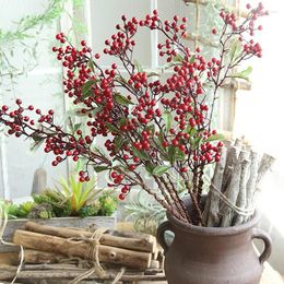 Decorative Flowers 1PCS Christmas Berries Pine Branches Artificial Red Berry Wreath Tree Decorations For Home Xmas Party Table Ornaments