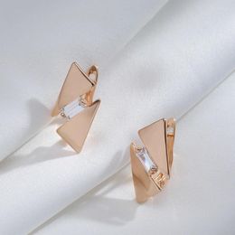 Dangle Earrings Wbmqda Fashion Geometric Drop For Women 585 Rose Gold Colour With White Natural Zircon Unique Daily OL Jewellery