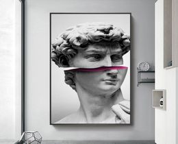 Funny Art Of David Vaporwave Sculpture Canvas Art Posters And Prints Abstract David Canvas Paintings On the Wall Art Pictures7826286