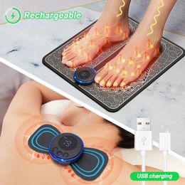 Foot Massager Electric Foot Massager Mat EMS Neck Massager Rechargeable Feet Massage Pad Home Use Massage Tools Relieve Foot And Neck Pain 231025