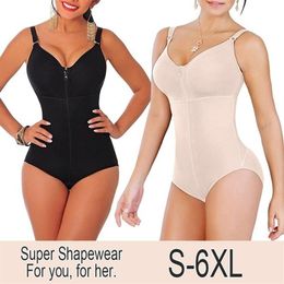 New Womens Plus Size Bodysuit Shapewear Slimming Tummy Control Full Body Shaper Panty Style Clip & Zip With Bra Waist Belt Fajas Y289C