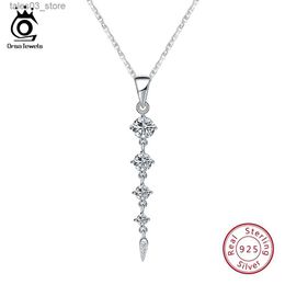 Pendant Necklaces ORSA JEWELS Real 925 Sterling Silver Pendant Necklaces For Female 48mm Long With AAA Zircon Silver Necklace Jewellery Gift OSN76 Q231026