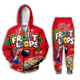 2021 New fashion Men Women Candy Snack zipper hoodie and pants two-piece fun 3D overall printed Tracksuits PJ05267E