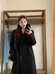 Women's Trench Coats Korean Version Plus Size Women Clothing Autumn Winter Wide Shoulder Silhouette Temperament High-end Suit Coat