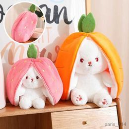 Stuffed Plush Animals 25cm Cosplay Carrot Plush Toy Stuffed Creative Bag into Fruit Transform Baby Cuddly Doll For Kid