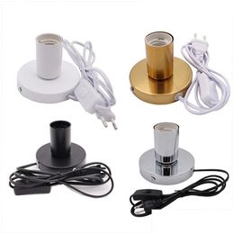 Other Janitorial Supplies Wholesale Polished Metal Desktop Lamp Base 180Cm Cord E27 Holder With On/Off Switch Eu Us Plug In Screw For Dh0Oe