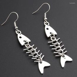 Dangle Earrings 2023 Creative Punk Fishbone Gothic Personality Fashion Design Hip Hop Metal Fish Bone Necklace For Women Men Wholesale