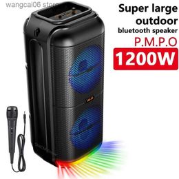 Cell Phone Speakers Peak Power 1200W Super Large Outdoor Bluetooth Speaker 6 Inch Double Horn Subwoofer Portable Wireless Column Bass Sound with Mic T231026