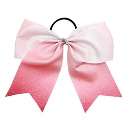 Cheerleading 20pcs Gradient GLITTER BOWS Sparkle Ribbon Cheer Bow Hair Bows Sport For Teens girls competition hair accessories 231025