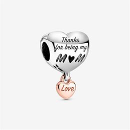 New Arrival 100% 925 Sterling Silver Love You Mom Heart Charm Fit Original European Charm Bracelet Fashion Jewellery Accessories282M