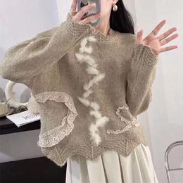 Women's Sweaters 2023 Autumn And Winter Long-sleeved Thick Needle Lace Imitation Mink Sweater Korean Clothing