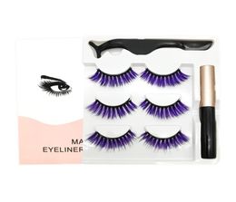 YioWio 3pairs Strip Colored Magnetic Eyelashes Thick Makeup False Magnet Lashes Bulk With Magnetic Eyeliner Soft Natural Fauc Cils3036880