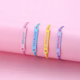 Charm Bracelets Luoluo&baby 4Pcs/Set Colourful Letter Friends Charms Adjustable Hand Woven For Girls Kids Fashion Jewellery Gifts