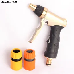 Watering Equipments Est High Pressure Pure Copper Golden Water Gun Multi Function Easy Instal Garden Hose Car Washing Metal Sprayer