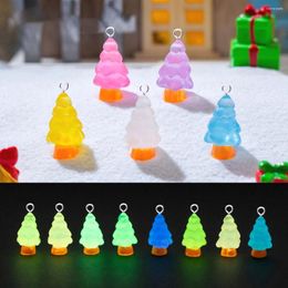 Charms 10pcs Christmas Tree Resin For Jewelry Making Lovely Noctilucent Small Pendants Diy Earring Keychain Finding