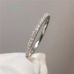 inbeaut 18K White Gold Plated Pass Diamond Test Round Excellent Cut 0 1 ct Micro D Colour Ring 925 Siver Party Jewellery 210924239z