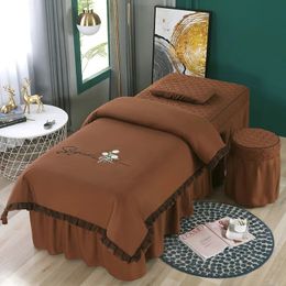 Bedding sets 4pcs Sets for Beauty Salon Massage Spa Tuina Sabnanas BedskirtPillowcasestool Cover Duvet Beddings 231026