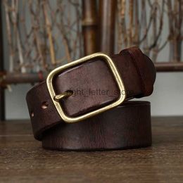 Belts 3.8CM Top Cowhide Genuine Leather Men Belt Fashion Copper Buckle Strap For Male Wide Cinto Masculino Luxury Cummerbund YQ231026
