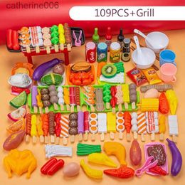 Kitchens Play Food Kids Pretend Play Kitchen Toys Simulation Food Barbecue Cooking Toys Children Educational Play House Interactive Toys For GirlsL231026