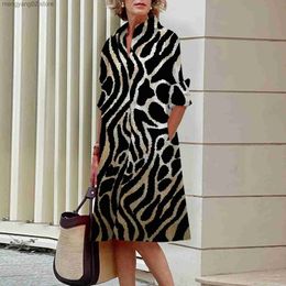 Basic Casual Dresses 2023 Women's Shirt Casual Leopard Dress Daily Travel Fashion Lapel Pocket Long Sleeve Summer Spring Loose Version Large Size 5Xl T231026