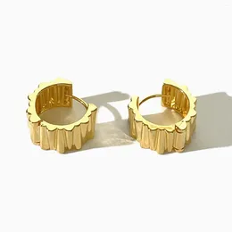 Серьги-кольца Peri'sbox Стильные 90-е годы мятое золото с серебряным покрытием Массивные широкие толстые женские простые украшения на каждый день Подарки